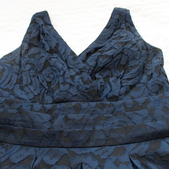 Lauren RL | Navy Lace A-Line Sleeveless Dress - Picture 3 of 6